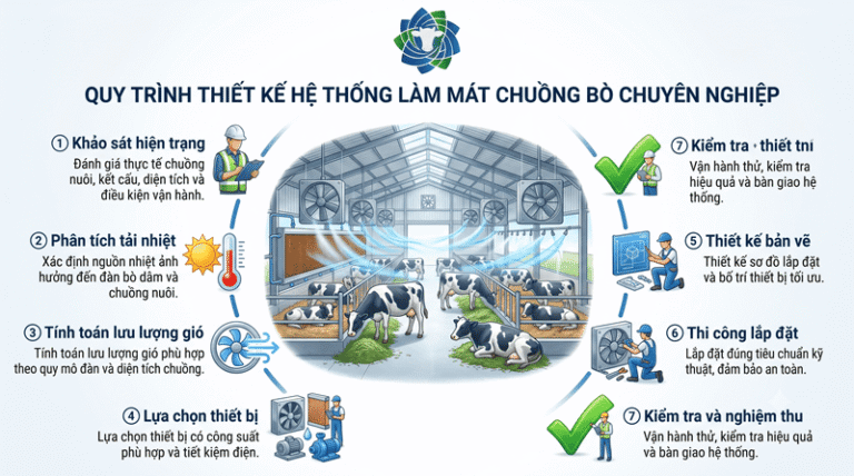 Các yếu tố cần khảo sát trước khi thiết kế hệ thống làm mát chuồng bò