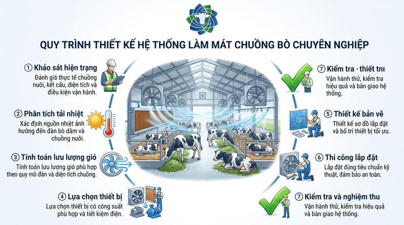 Các yếu tố cần khảo sát trước khi thiết kế hệ thống làm mát chuồng bò
